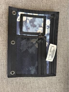 LL Bean Loose Leaf Binder Personal Organizer Medium Pencil Case Blue Floral
